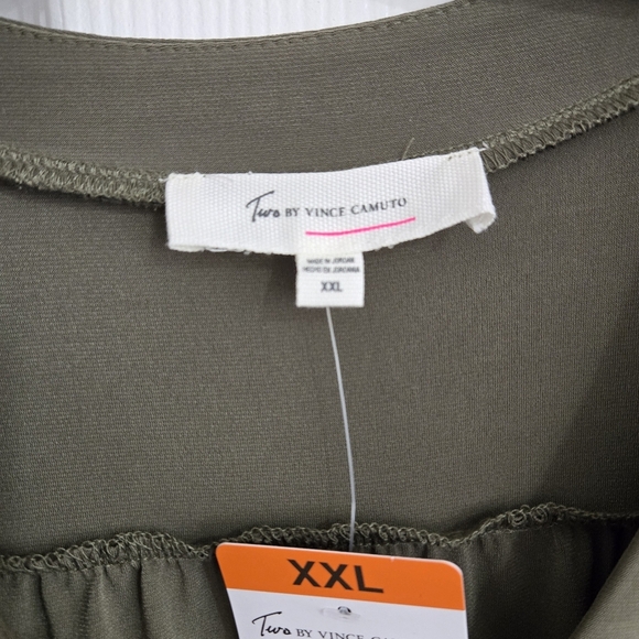 Two By Vince Camuto Bell Shape Shirt Blouse Women SX 2XL Green 3/4 Sleeves Boho - Picture 8 of 11